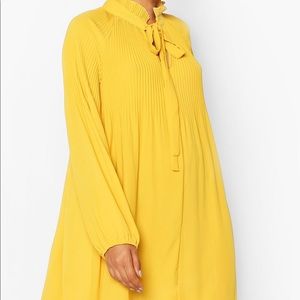 Pussy Bow Pleated Shift Dress Sz 10